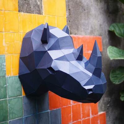 Rhino Head  -  3D Papercraft World Paper Sculpture Kit Wall Art