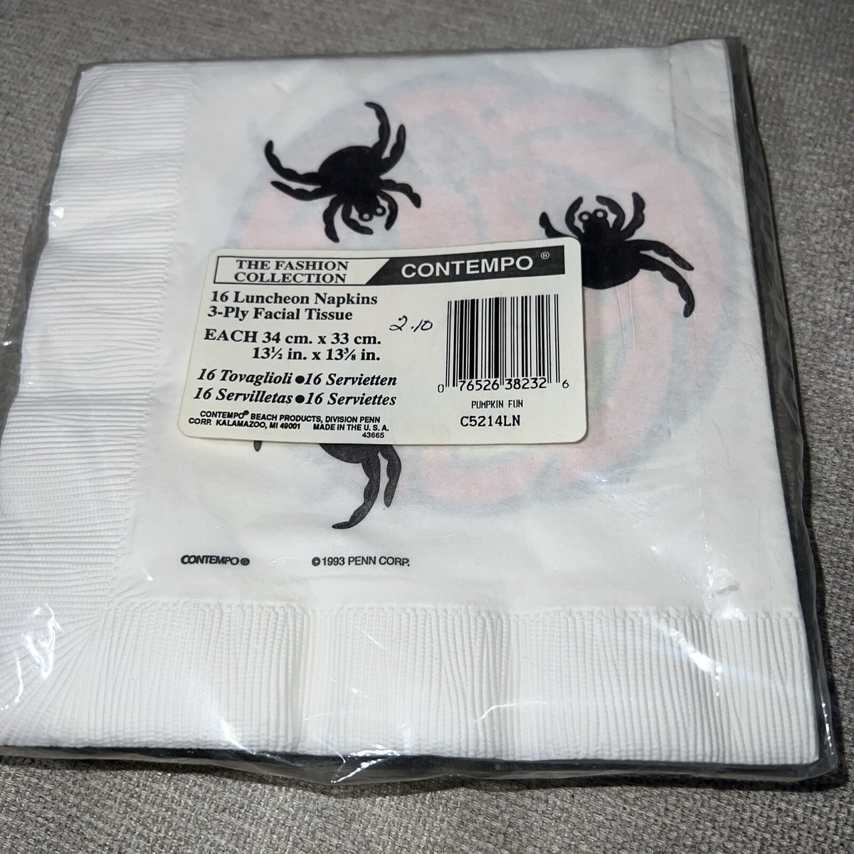 hii Paper Napkins HALLOWEEN SMILING PUMPKIN CONTEMPO 3-PLY 90's Party