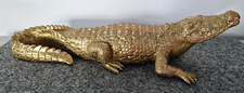 Krokodil Echse gold 40cm Reptilien Dekofigur Krafttier edel Luxus Geschenk WOW