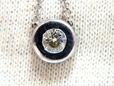 .35ct natural round brilliant diamond solitaire necklace 15.75 inch 14k  