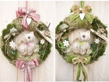 Türkranz Katze Maus natur Frühling Sommer Shabby Landhaus taupe rosa grün blau