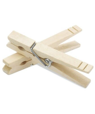 100 Vtg 3-1/4  Clothes Pins Wood Wooden Spring Loaded Clothespins Sturdy Laundry