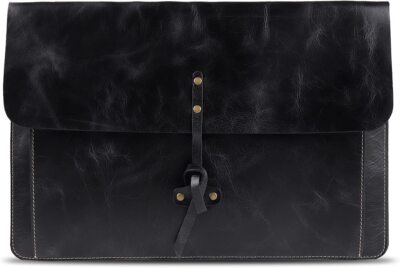 Londo Real Grain Leather Macbook Pro Case Leder Laptoptasche Schwarz 15 Zoll NEU