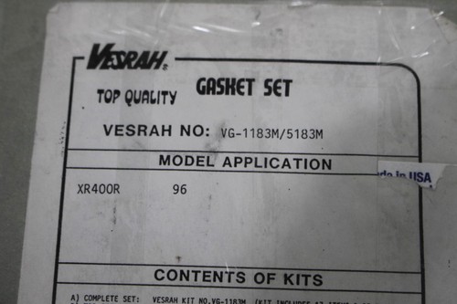 1996 HONDA XR400R VESRAH TOP END GASKET KIT VG-5183M N.O.S - Picture 10 of 12
