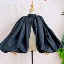 Puffy Sleeves Cloak Black Jacket Short Shawl High Neck with Buttons Accessories