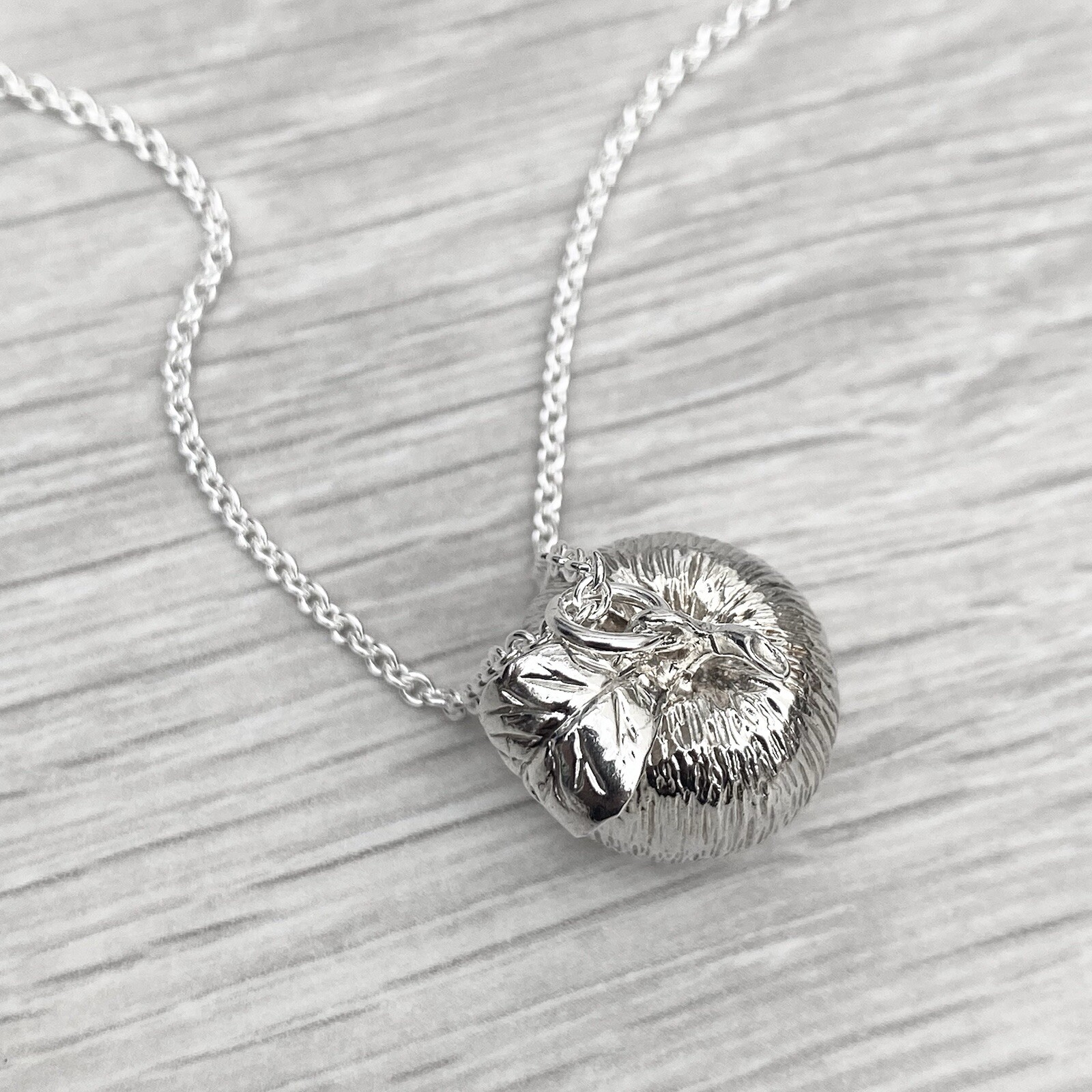 Vintage 1970s large solid silver apple pendant on… - image 3