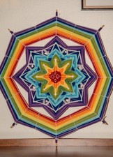 Handmade Yarn Mandala Rainbow Geometric Wall Hanging Decor Art Boho Home Accent