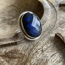 NEW Sundance Catalog JEWELRY Silver Gold Grand Blue Labradorite Ring 8