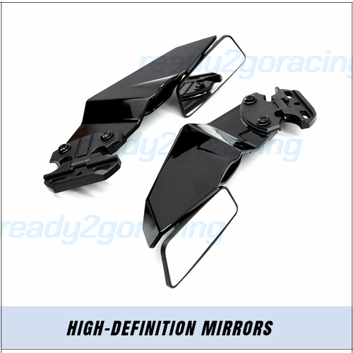 Glossy Black Complete Rearview Wind Wing Mirrors for Suzuki 2009-2016 GSXR1000 - Picture 3 of 7