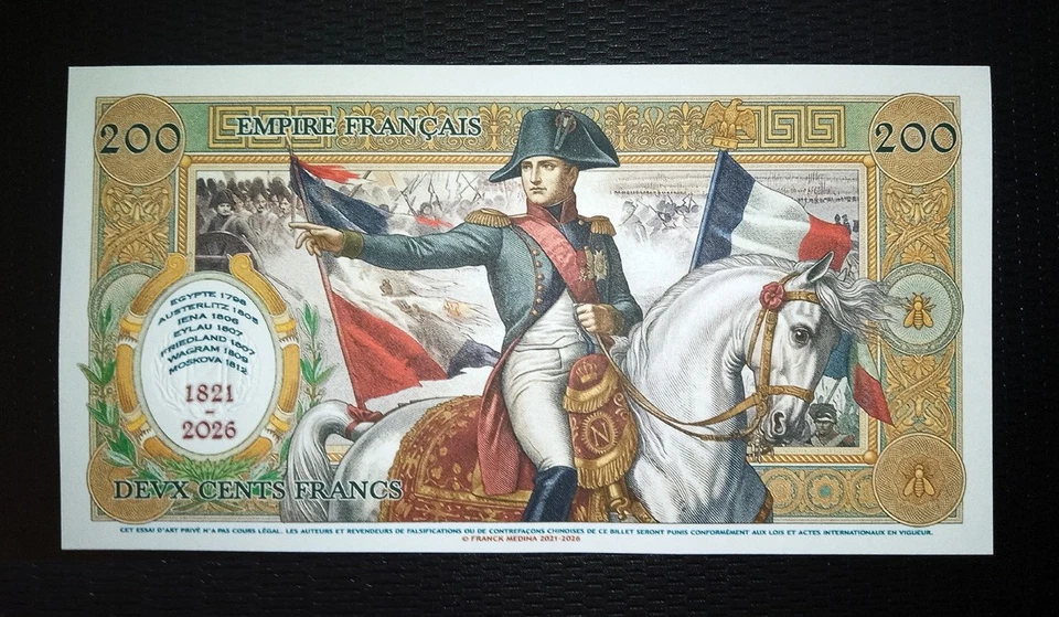 BILLET 200 FRANCS (FANTAISIE) - NAPOLEON BONAPARTE - NOUVELLE VERSION 2026 !!! - Photo 2/4