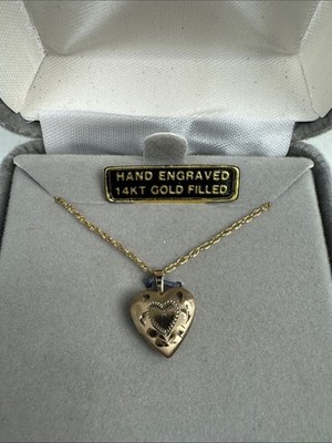 14KT Gold Filled Heart Locket Necklace Gold 18  long Opens NEW NWT