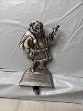 Christmas Silver Metal Christmas Stockings Hanger 6.5” Tall Mantel Decor