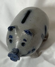 ROWE Pottery Stoneware Pig Bank Salt Glaze 1993 - 4 1/4" x 2 3/4"