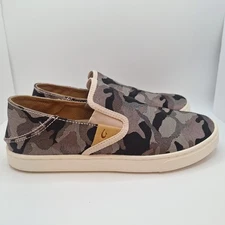 Olukai Pehuea Pai Camo Loafer Womens 8 Canvas Slip On Flat Casual Comfort Shoe