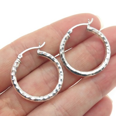JOM JUST ONE MORE 925 Sterling Silver Diamond-Cut Hoop Earrings