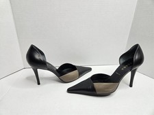 Vintage Escada Heels Women's Shoes Size 8 April Vicuna Leather Black Tan Pointy