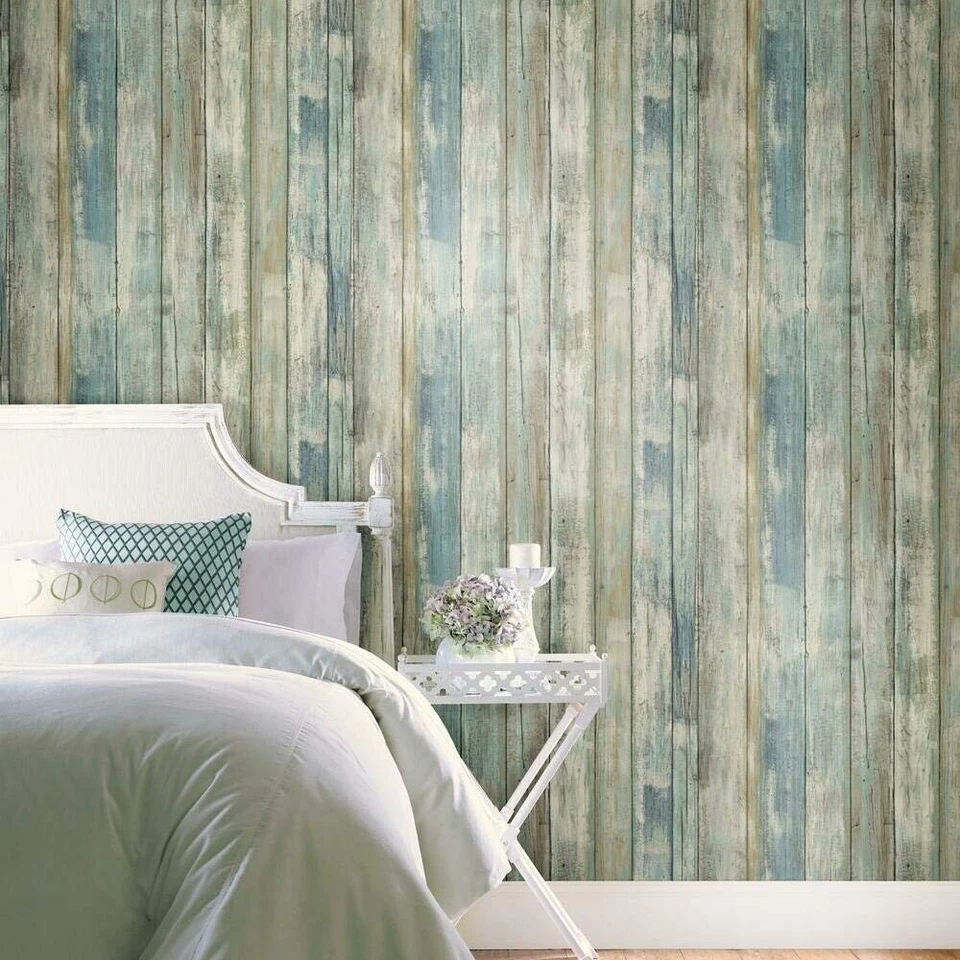 RoomMates RMK9052WP Blue Distressed Wood Peel and Stick Wallpaper - Image 2 of 4