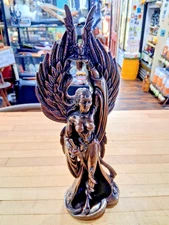 Morrigan Bronze Resin Statue – Celtic Goddess of War and Fate, 11" Winged Figure