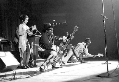 Guitarist Bo Diddley onstage at the Cincinnati Pop Festival in 197- Old Photo 2