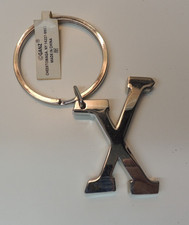 GANZ Silver plated initial letter Keychain 2" tall- Initial X - NEW see photos