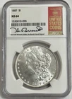 Silver Morgan Dollar 1887 NGC MS64 Honoring Red Book Label $1 Dollar Coin