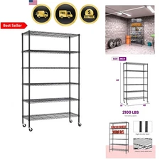 Storage Cart Metal Shelving Unit 6 Tier Rolling Rack Heavy Duty 2100Lbs Capacity