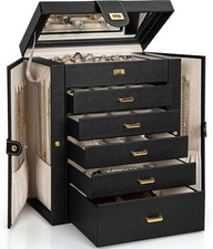 Jewelry Box Organizer Functional Leather Jewelry Storage Case for Women Girls