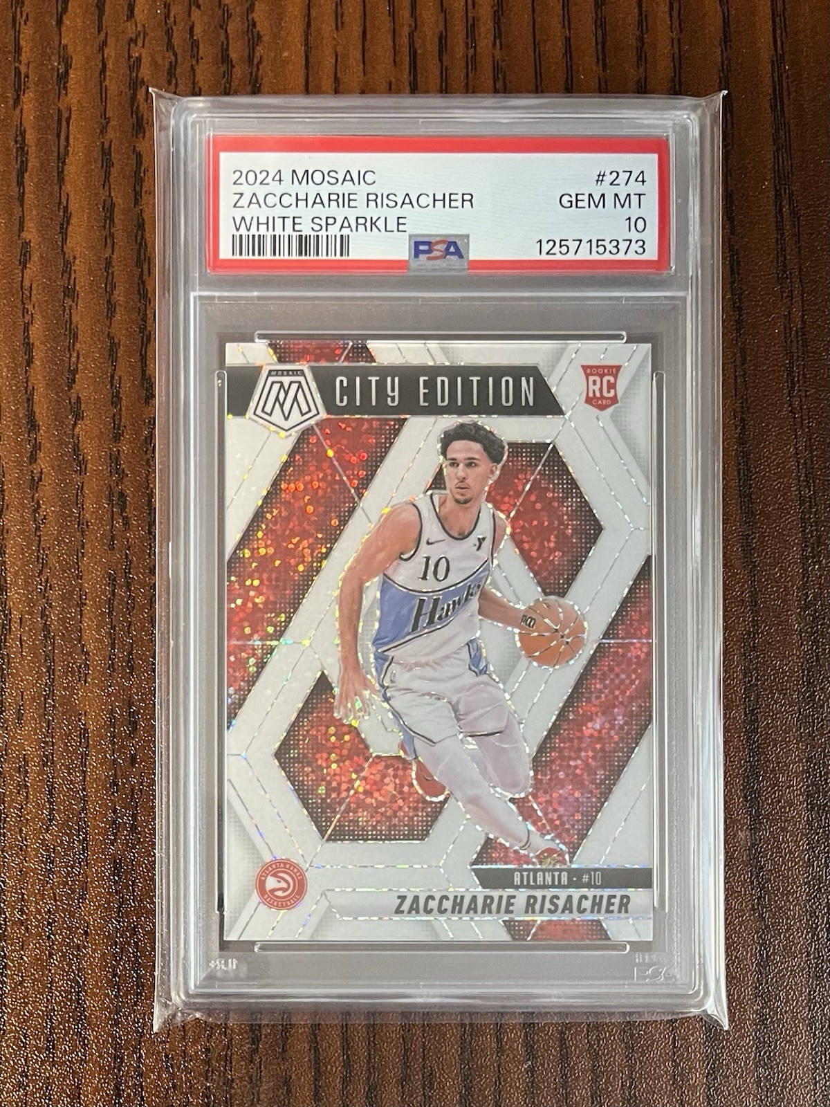 2024-25 Panini Mosaic - City Edition Zaccharie Risacher #274 White Sparkle Prizm