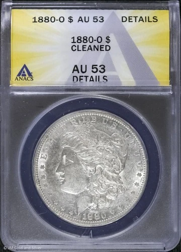 1880-O $1 Morgan Silver Dollar ANACS AU 53 Details