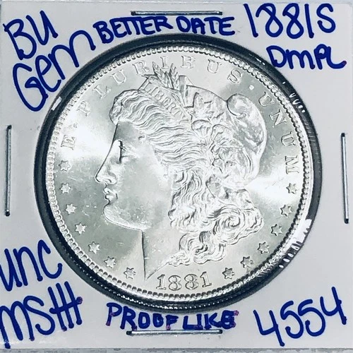 1881 S BU UNCIRCULATED MORGAN SILVER DOLLAR AUTHENTIC U.S.MINT FREESHIPPING 4554