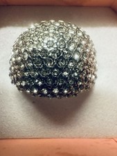 Silver Tone Dome Cocktail Fashion Ring Pav Setting with Clear Round Crystals