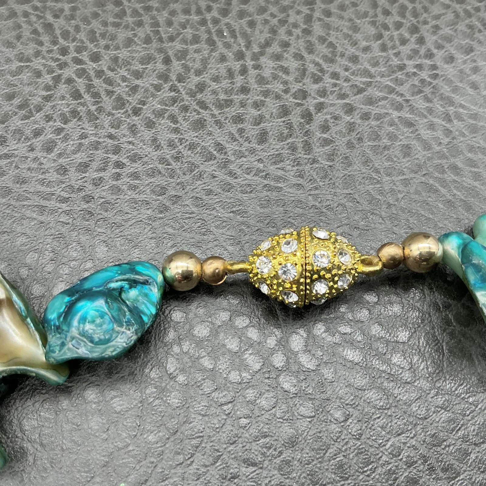 Blue Abalone Shell Pearl Beaded Statement Necklac… - image 6