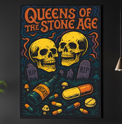 Queens of the Stone Age A3 Wall Art Print Only   Retro Rock Poster with Skulls