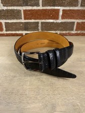 Lejon Italian Leather Belt Black Mens 42 Made In USA
