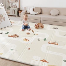 BG-BABYGO Baby Play Mat, 0.6 Foam Thicker Baby Playmats, Large Foldable 78x70
