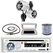 Pyle 1-DIN Bluetooth Marine CD Radio W/White Cover, 2x 2.25  ' 10W Max Speakers