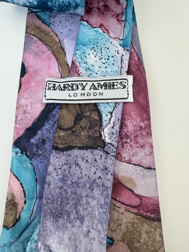 Hardy Amies London  Mens Tie Retro Abstract Pattern - Image 4 of 4