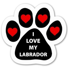 Magnet Me Up I Love My Labrador Pawprint 5 Inches Car Magnet, Gift for Dog Lover