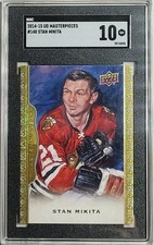 Stan Mikita 2014-15 UD Masterpieces #140 Canvas Gold Foil SP HOF SGC 10 Gem Mint