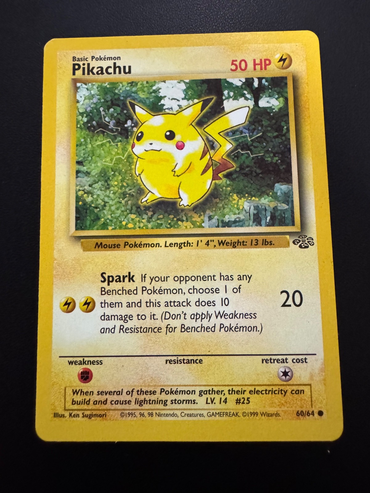 Jungle Pikachu 60/64 Unlimited Common English Regular HP 50 Ken Sugimori 1999 LP