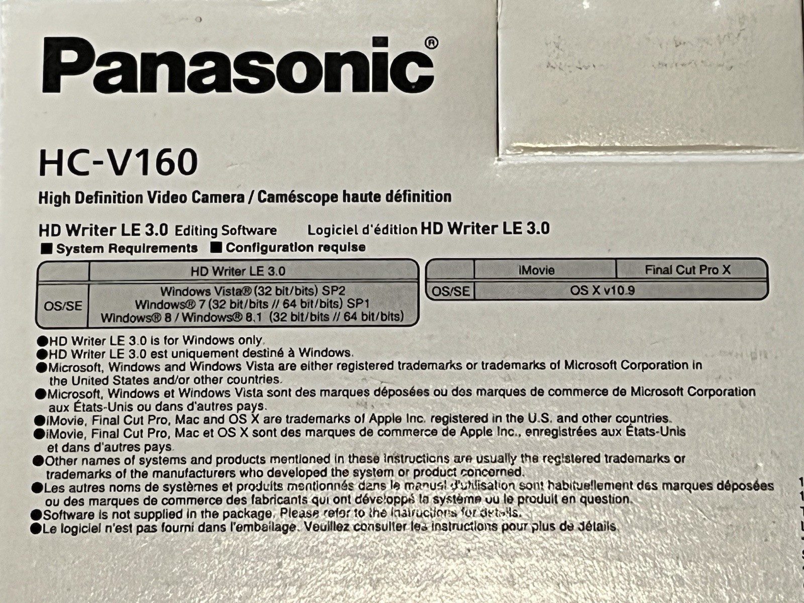 Panasonic HC-V160 Black Full HD 77x Zoom 8.9 MP Video Camera Camcorder NEW READ!