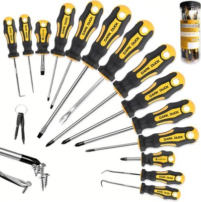 16pcs Magnetic Screwdriver Set, Chrome Vanadium Steel,Polished Finish,5 Phillips