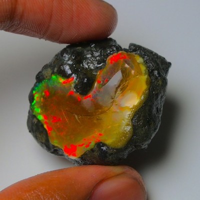 Ethiopian Oil Opal Specimen  65.00  cts Natural Rough Gemstone - Fire Opal Roug