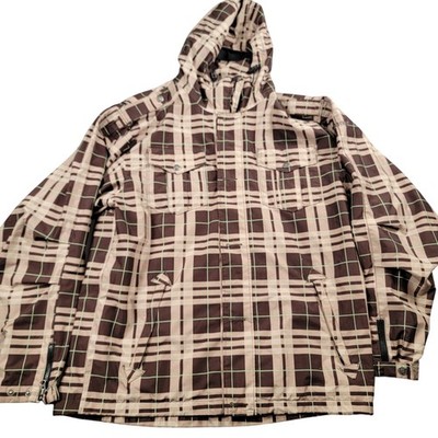 Sessions Terrain Series RECCO Plaid Snowboard Ski Jacket Men s XL Brown Beige