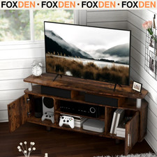 Rustic Brown TV Stand Cabinet for 55 Inch TVs Wood Effect Media Unit Doors 120cm