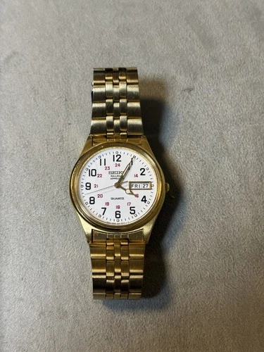 Seiko Railroad Approved Wristwatch 7N43-8A39 Day/ Date and Orig. Bracelet Gold