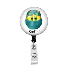 Surgical Tech Smiley Face - Retractable Badge Holder - Badge Reel - Lanyards - S
