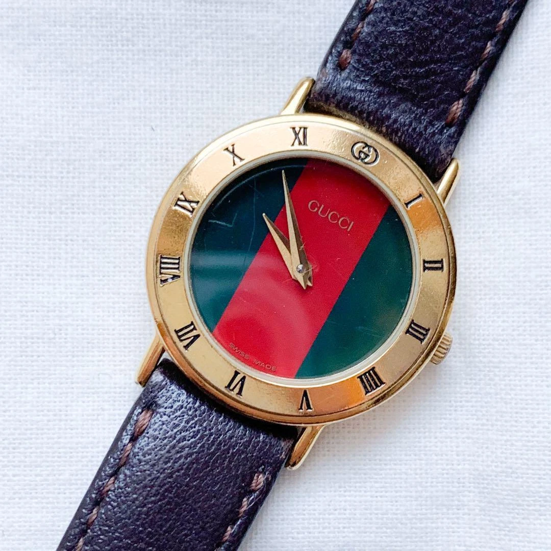 Montre Femme Gucci 3000L Sherry Line Quartz Doré Occasion Fonctionne 