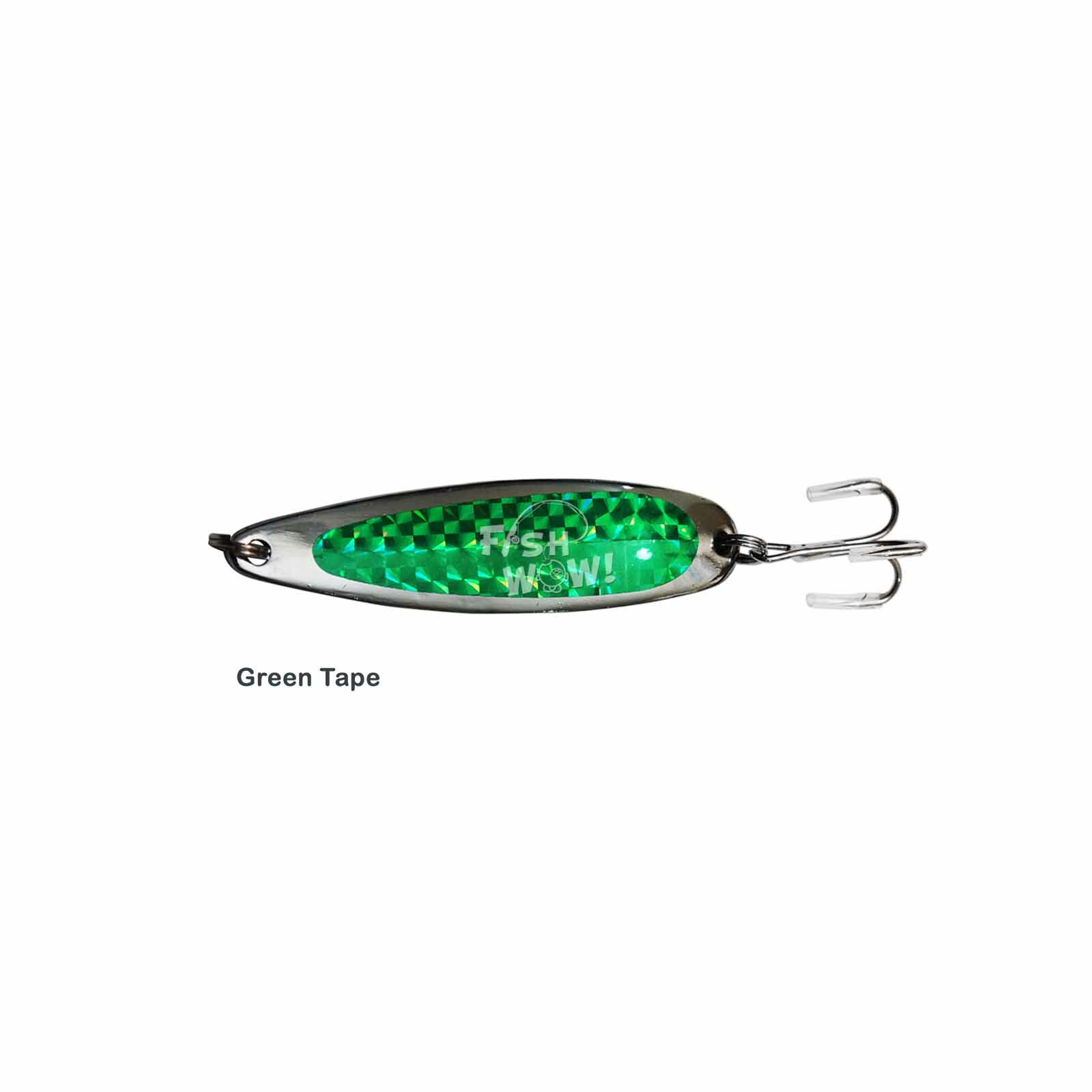 10pcs 2oz Fishing Spoons Trolling Flutter Treble Hook Casting Jigs Green tape - Image 5