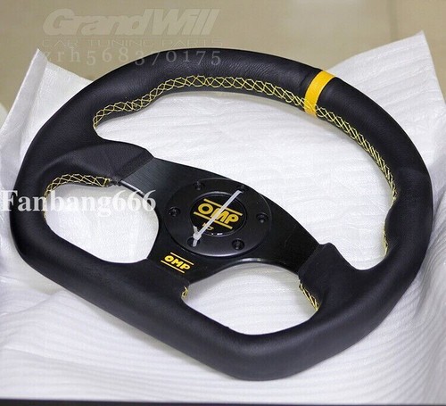 OMP 325mm 13' Genuine Leather flat D-shape Racing Steering Wheel sport rally - Picture 8 of 20